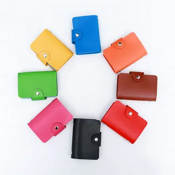 

Random 12/24 Bits Card Holder Women Men Credit ID Card Case PU Leather Card Bag Portable Solid Casual Pocket