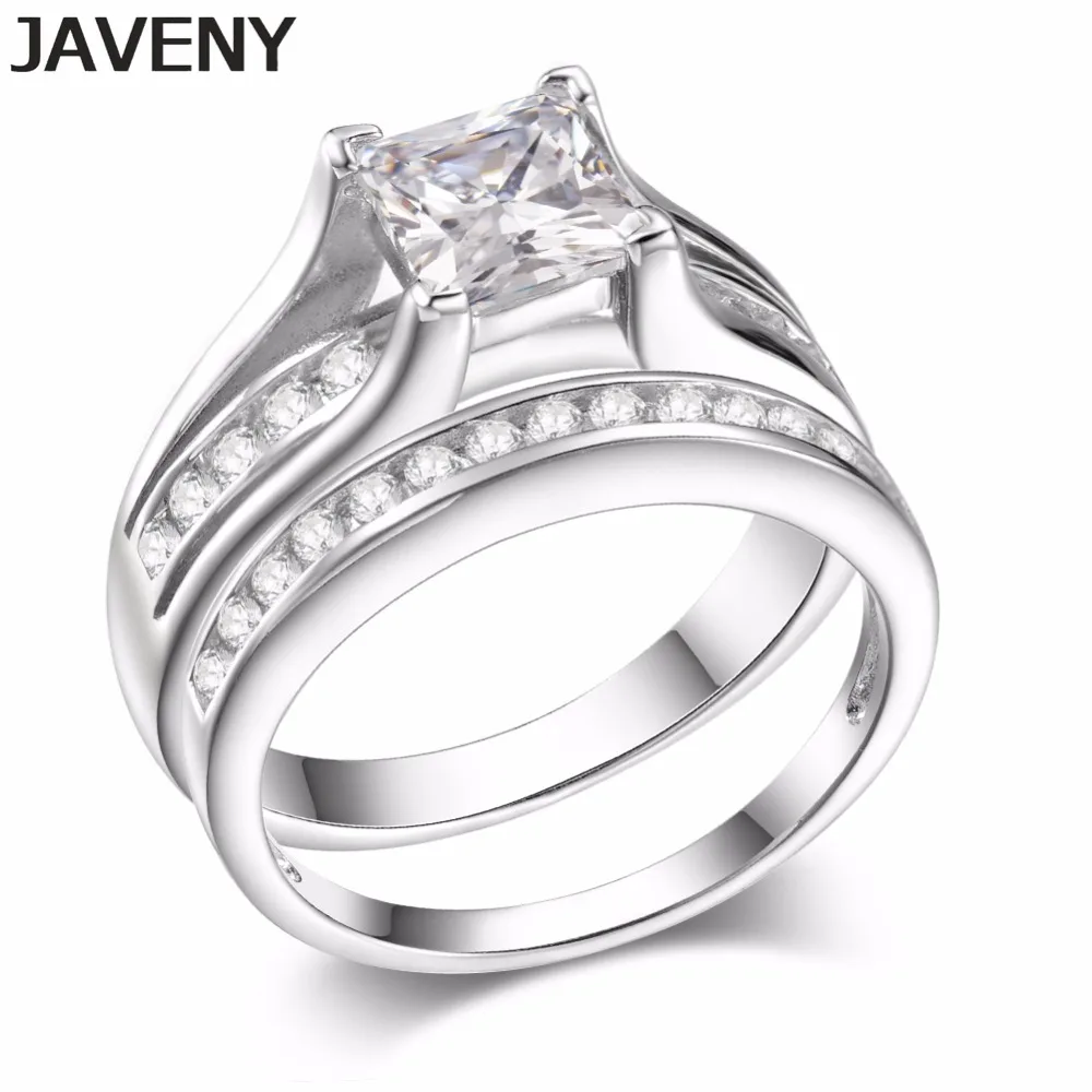 

925 Sterling Silver Princess CZ Cubic Zirconia Ladies Womens Girls Engagement Bridal Wedding Rings Sets Mothers Birthday Gifts