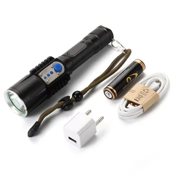 

USB Led Flashlight 1000lm XM-L L2 High Power Torch Multi-function camping fishing light for 18650 battery charge