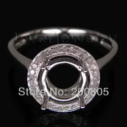 Новинка! Круглый 7,5x7,5 мм в твердой 14Kt Белое золото алмазное обручальное кольцо SR0041