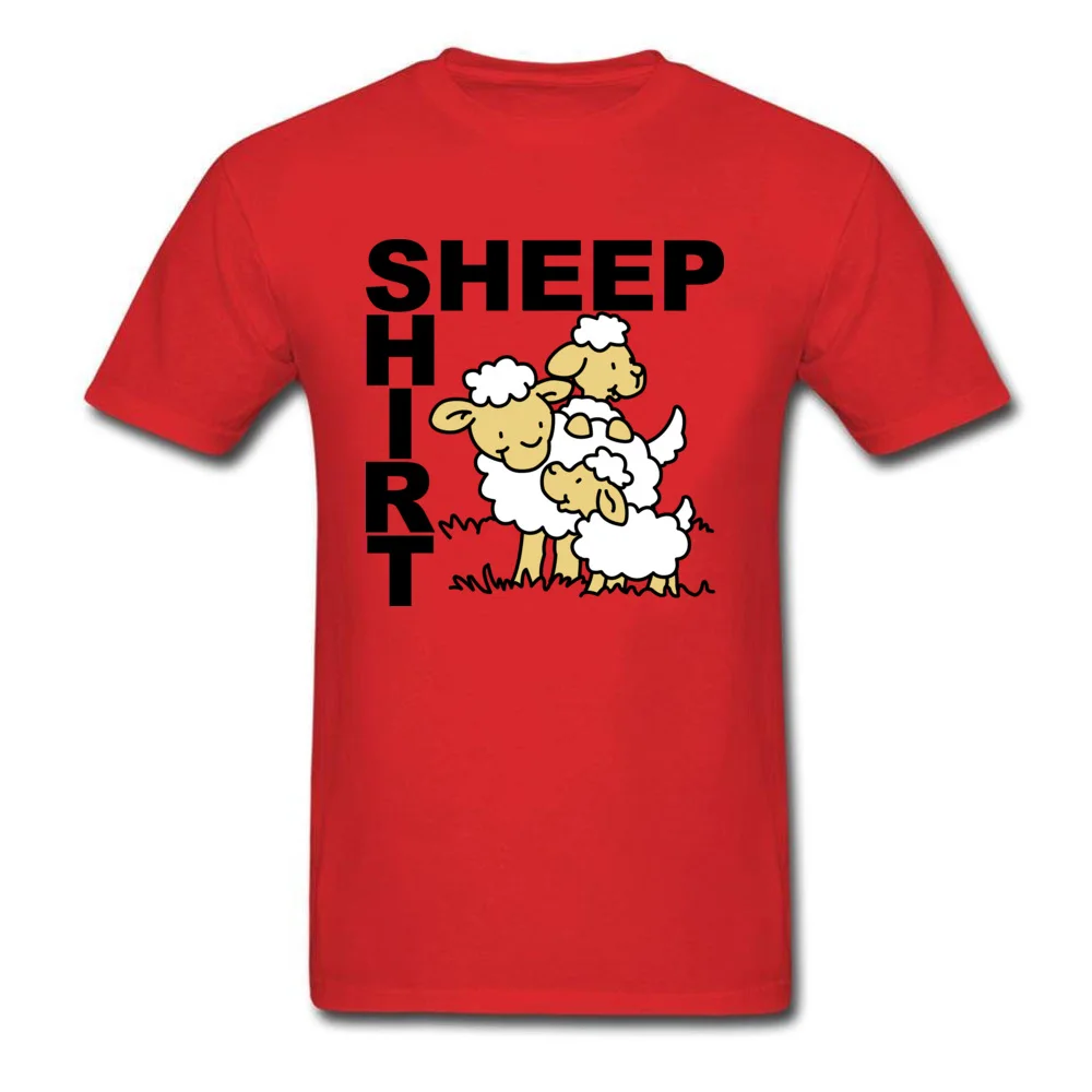 Sheep Shirt NEW YEAR DAY 100% Cotton Round Collar Tops T Shirt Short Sleeve Casual Tee-Shirt Slim Fit Custom T-Shirt Sheep Shirt red