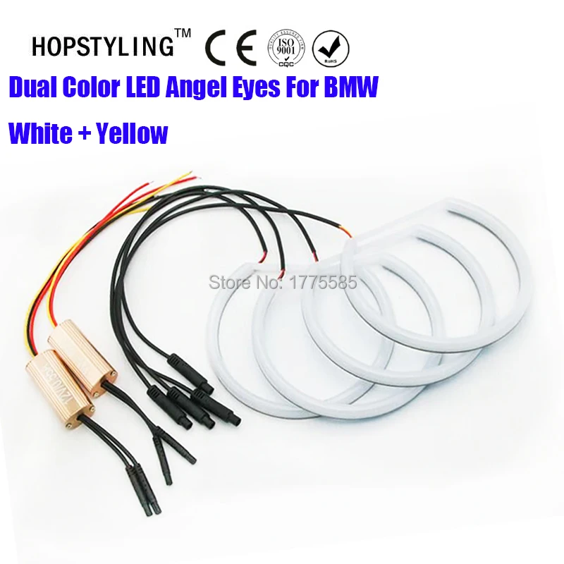 Hopstyling автомобильный Стайлинг двойной цвет белый желтый 4X131 мм светодиодный Halo Кольца для BMW E36 E38 E39 E46 Ангел глаз лампа 240 светодиодный S чипы