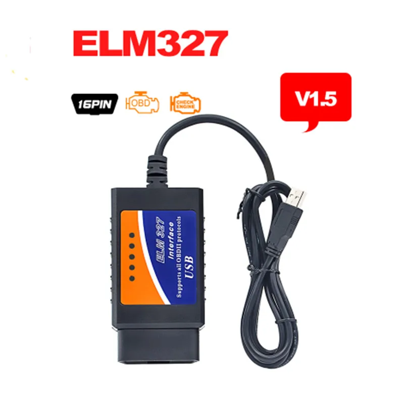 ELM327 Usb интерфейс, OBDII ELM 327 Scanner V1.5 автомобильный диагностический кабель