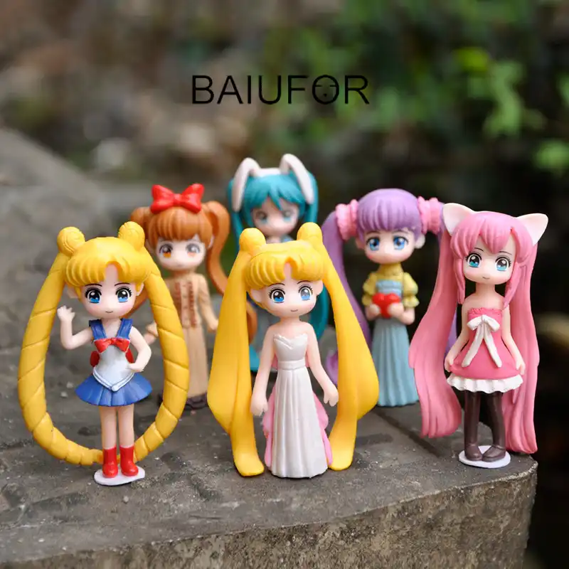 Baiufor boneca em miniatura anime menina marinheiro lua hatsune miku terrarium figurinhas diy fada decoração do jardim bolo acessórios do carro brinquedo