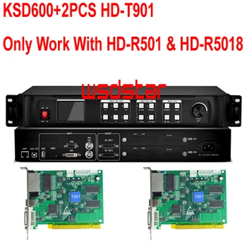 

KSD600+2PCS HUIDU HD-T901 LED Video Processor 1920*1200 DVI/HDMI/VGA/CVBS Video processor for LED screen Work With HD-R501