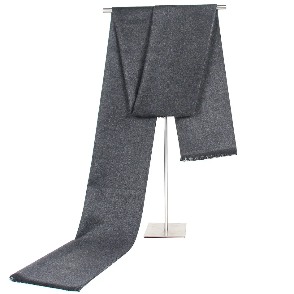 Роскошный брендовый мужской зимний шарф, деловые шарфы, мягкий теплый шарф, модный мужской шарф в полоску из смеси вискозы - Цвет: Gray