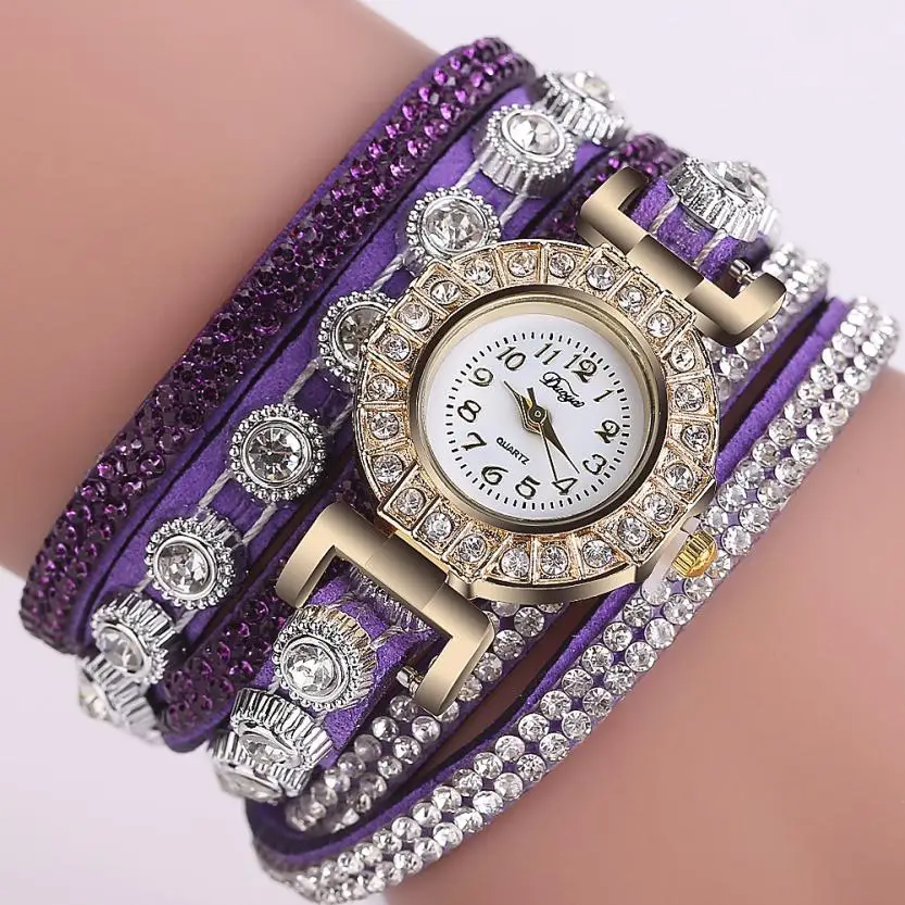 Часы женские наручные Horloges Vrouwen женские часы стразы из искусственной кожи аналоговые кварцевые роскошные модные часы - Цвет: A