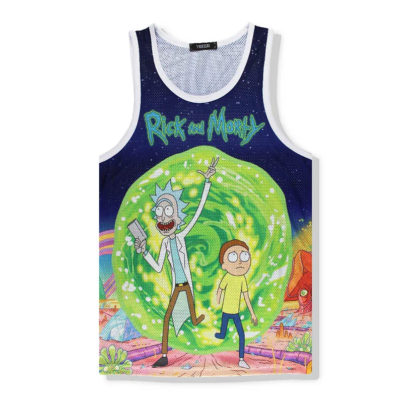 Rick and Morty Men's Summer Casual Shorts Cartoon 3D Print Loose Beach Shorts