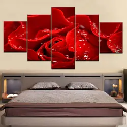 Холст картины Домашний Декор Гостиная стены Искусство 5 шт. красные розы цветы модульные изображения принты камень постер из нескольких