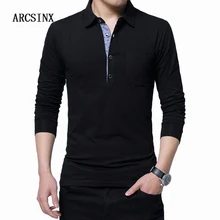 ARCSINX, Мужская рубашка поло размера плюс, 5XL, 4XL, 3XL, поло с длинным рукавом, мужские хлопковые рубашки поло, весна, осень, зима, Повседневная футболка