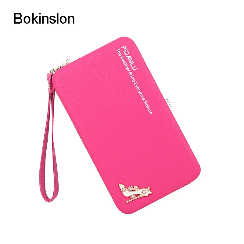 

Bokinslon Women Wallets Vintage PU Leather Long Zipper Coin Purse For Woman Clutch Female Wallet