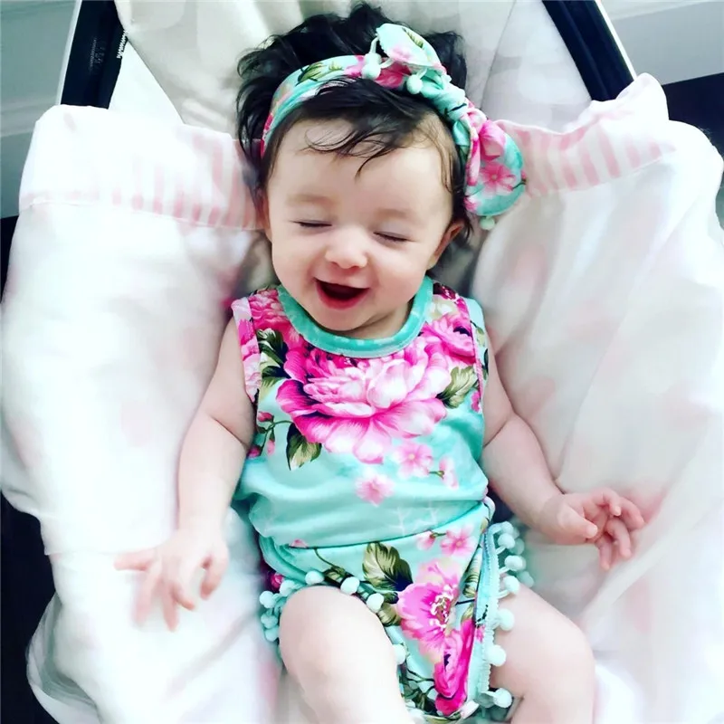 

Newborn Sleeveless Baby Bodysuit Sunsuit Infant Baby Clothing Girls Floral Leotard Body Tops