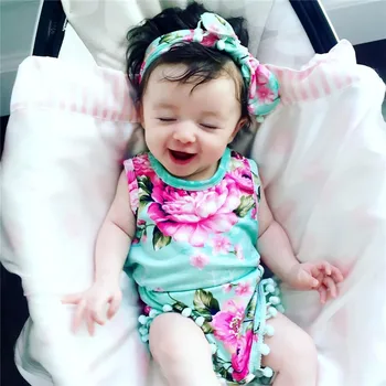 

Newborn Sleeveless Baby Bodysuit Sunsuit Infant Baby Clothing Girls Floral Leotard Body Tops