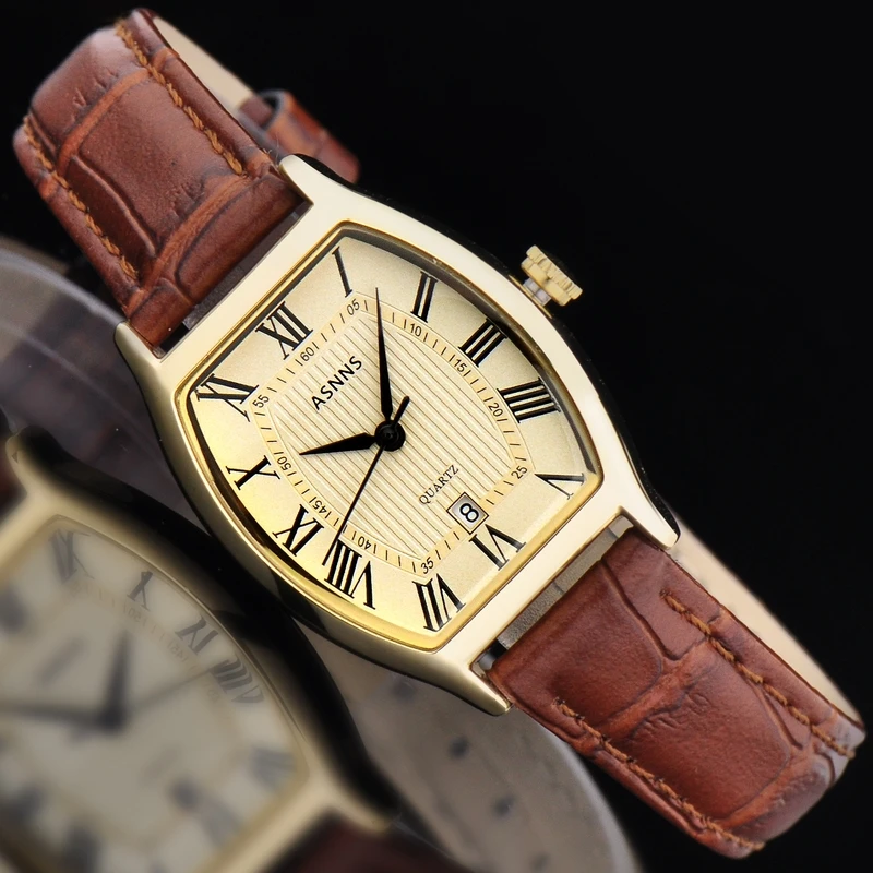 Barrel lady genuine student fashion watch calendar leather belt couple watch quartz female watch