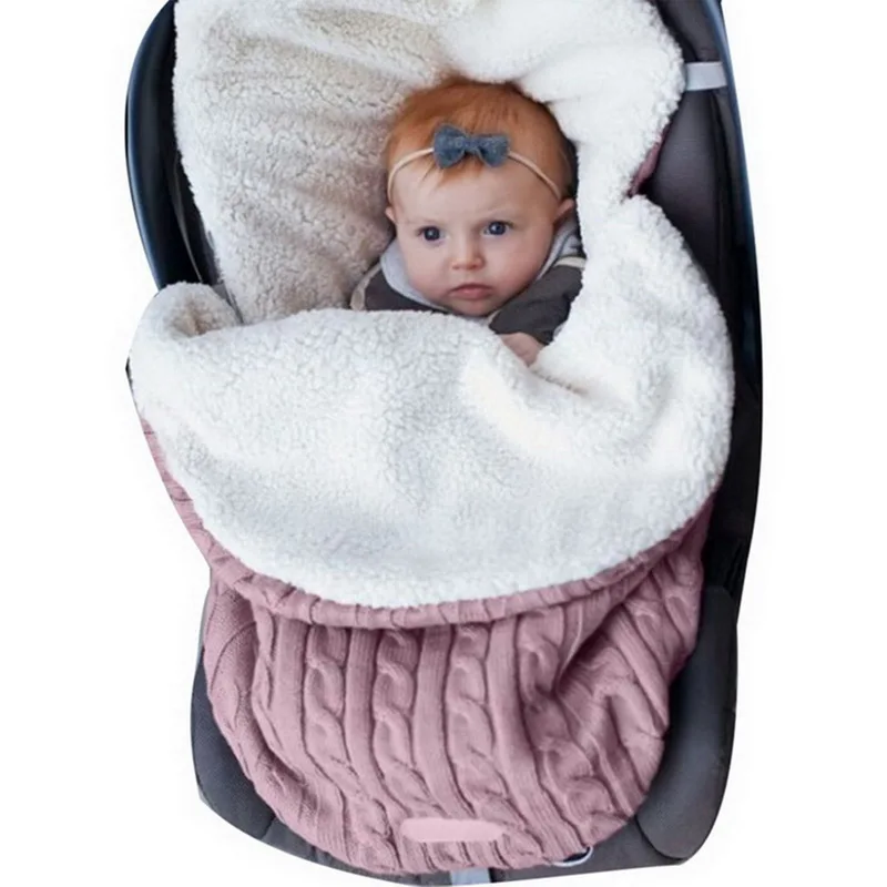 LOOZYKIT спальный мешок для новорожденных; теплый спальный мешок для новорожденных; сезон осень-зима; детская коляска; Хлопковое трикотажное одеяло; флисовый спальный мешок унисекс - Цвет: Pink