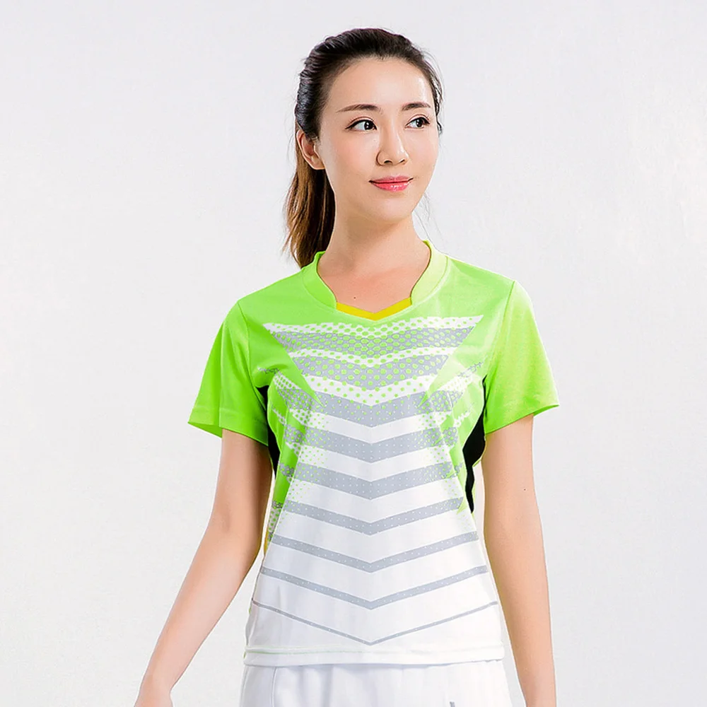 Новая быстросохнущая рубашка для бадминтона, теннисные майки мужские/женские, теннисная футболка, футболка для настольного тенниса, Спортивная футболка для бадминтона 5069 - Цвет: Woman 1 set