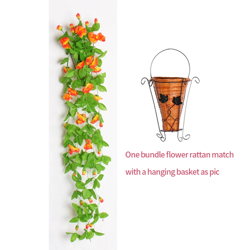 Silk Artificial Flowers With Leaves Silk Wall Hanging Vines fake Flower rose Vine Rattan For Home Balcony Fence Wedding Decor Silk Artificial Flowers With Leaves Silk Wall Hanging Vines fake Flower rose Vine Rattan For Home Balcony Fence Wedding Decor