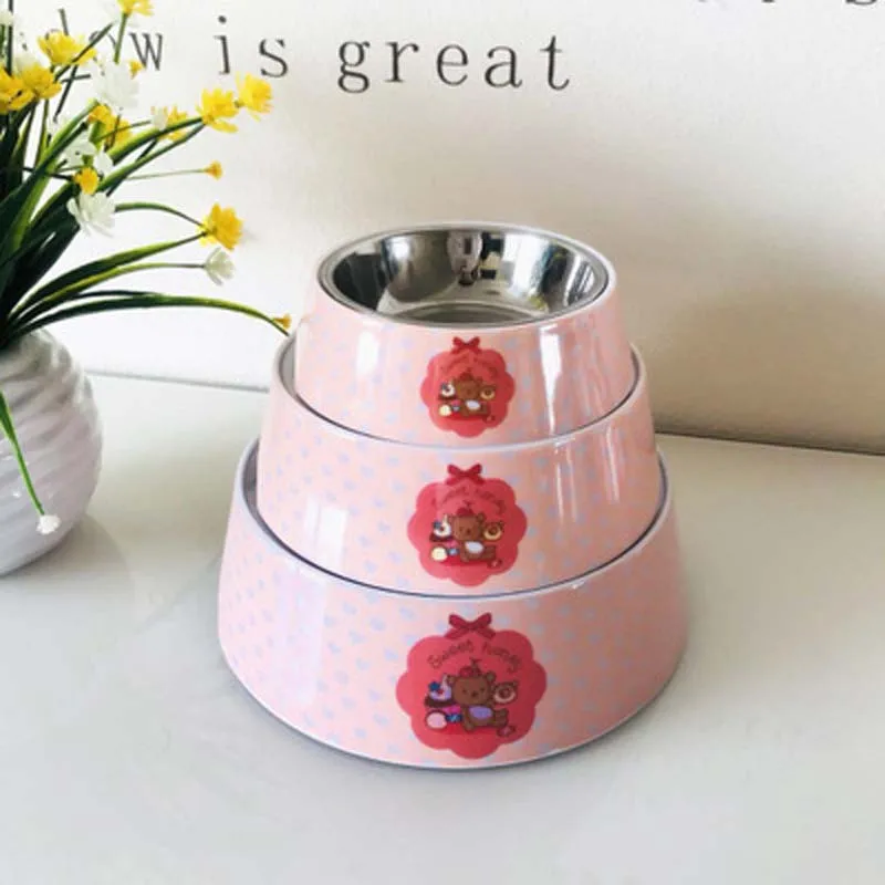 Cute Cartoon Animals Floral Printed Pet Dog Bowls High Quality