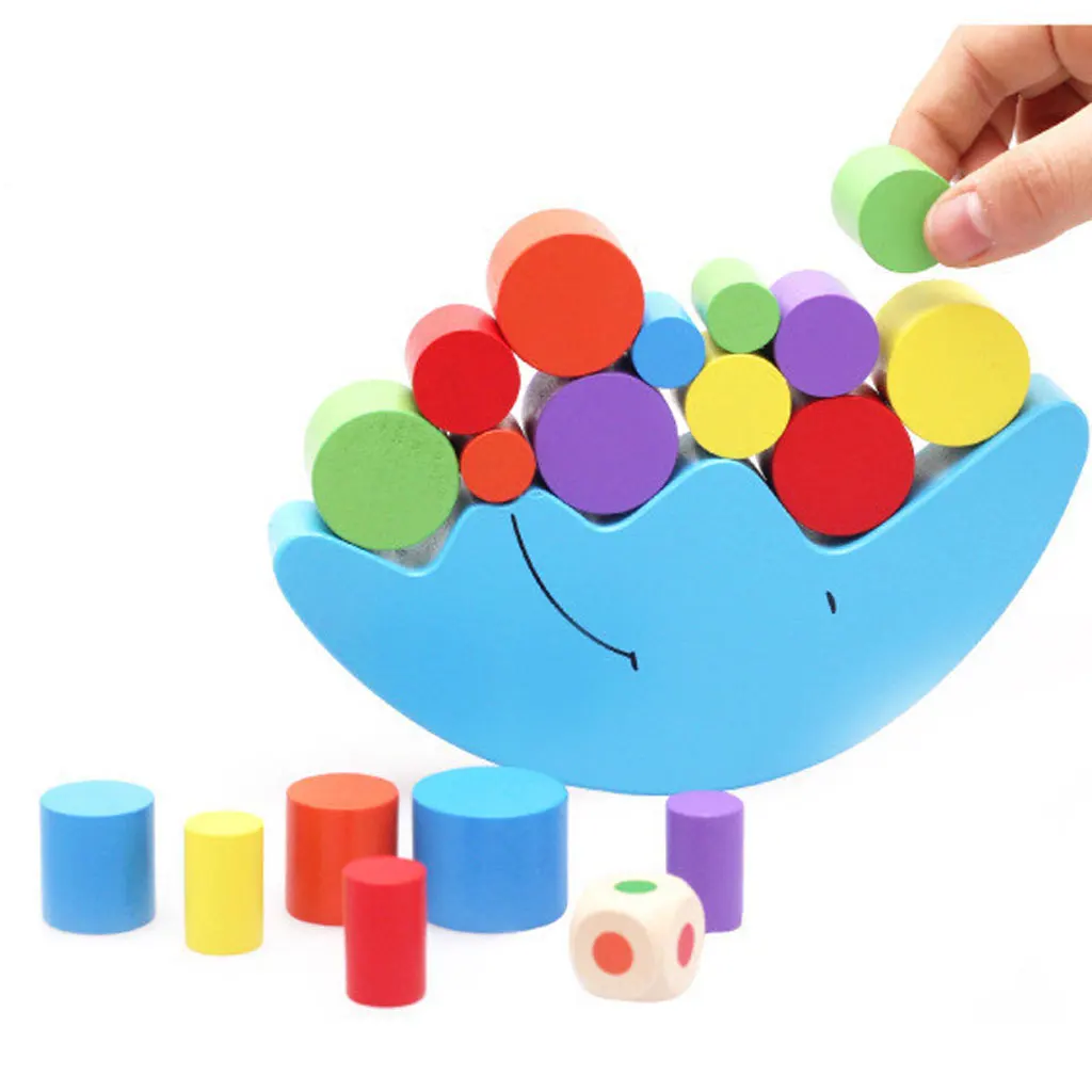 Wooden Montessori Toys for Kids - 2 Sets Wooden Moon & Tower Stacking Balance Blocks Toy