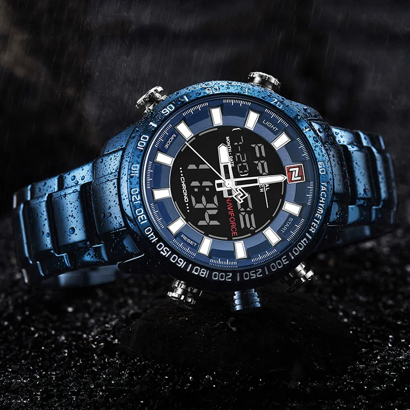 2018 Men Watches NAVIFORCE Luxury Brand Army Military Sport Watch Men Full Steel Quartz Digital Ana