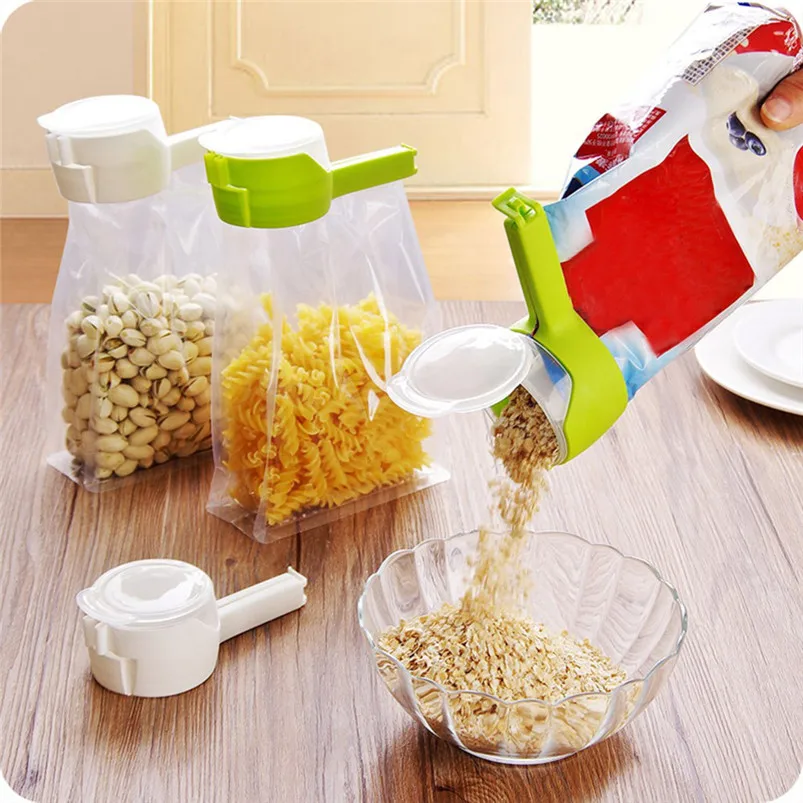 Food Sealing Clip With Nozzle Bag Clip Pour Food Sealing Storage Seal Sealer Freezer Fridge Clamp Cover Fresh 35MR2206
