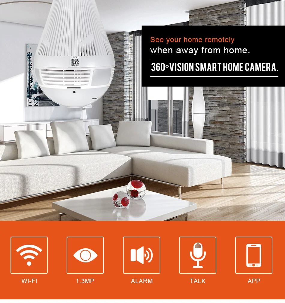 KERUI 360 градусов светодиодный светильник 960P Беспроводная панорамная Домашняя безопасность инфракрасное ночное видение WiFi CCTV рыбий глаз лампа ip-камера в форме лампы
