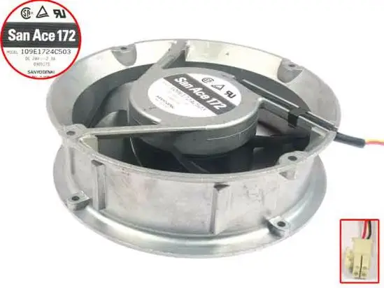 

3-проводной вентилятор для охлаждения сервера Sanyo Denki 109E1724C503 DC 24V 2.3A 172x172x51mm