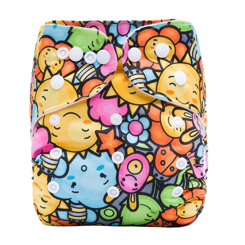 Ananbaby Многоразовые моющиеся двухрядные защелки один размер цифровая печать карман подгузник для девочек - Цвет: S16
