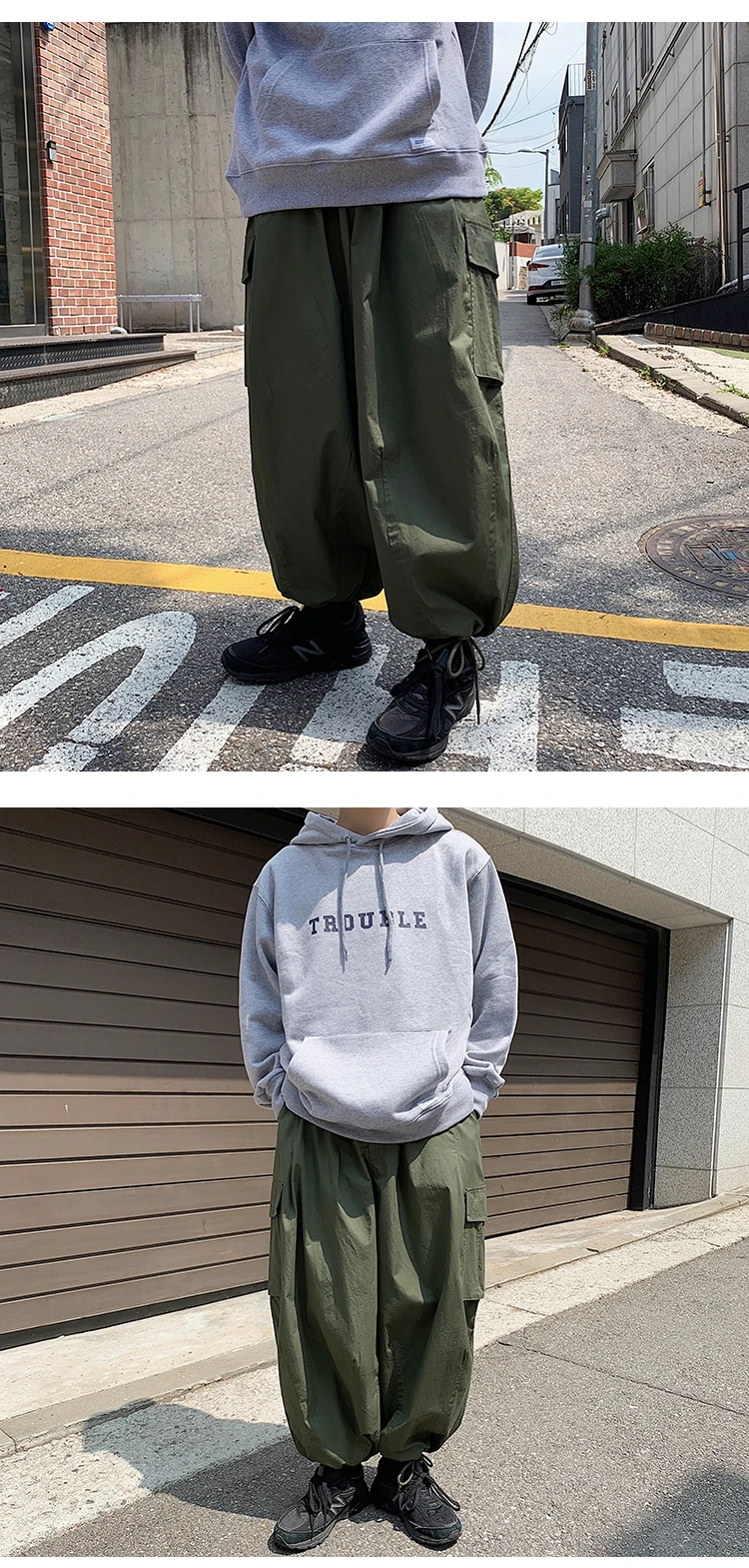 Summer And Autumn New Japanese Cutting Elastic Drawstring Closing Mouth Military Loose Trousers Casual Pants Army GreenS-XL