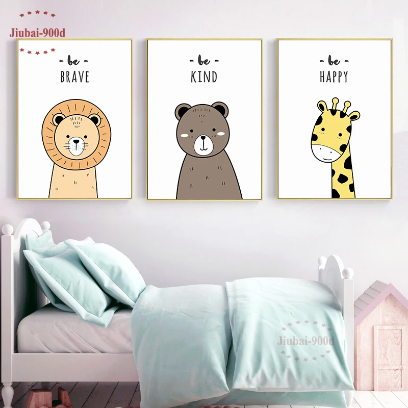 Details about   Baby Animal Bear Lion Nursery Art Poster Canvas Print Child Kid Bedroom Decor 