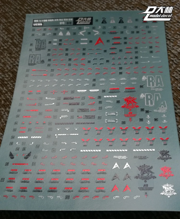 

UC20 DL Gundam MG 1/100 RX-93V KA.NU NEW Bronzing color Decal Sticker Model Tool