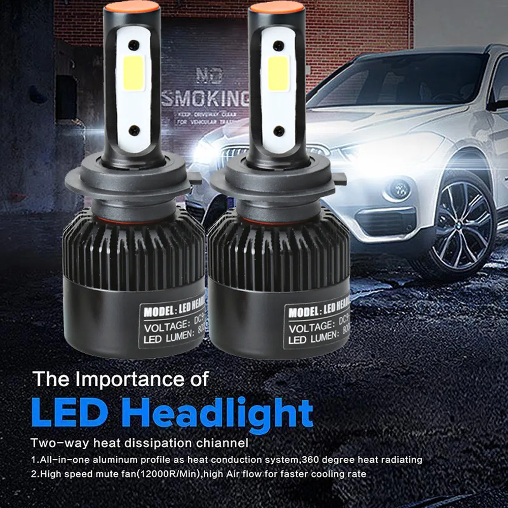 

Fast delivery top quality 2PC H7 72W 20000LM LED Headlight Conversion Kit Car Beam Bulb Driving Lamp 6000K Truck lamp light