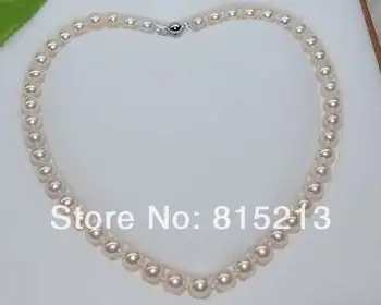 

A1266 Stunning luster 9-10mm round freshwater pearl necklace (B0322)