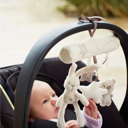 

Cute Babys Newborn Toddler Rattles Plush Rabbit Stroller Music Hanging Bell Toy Doll Pendant