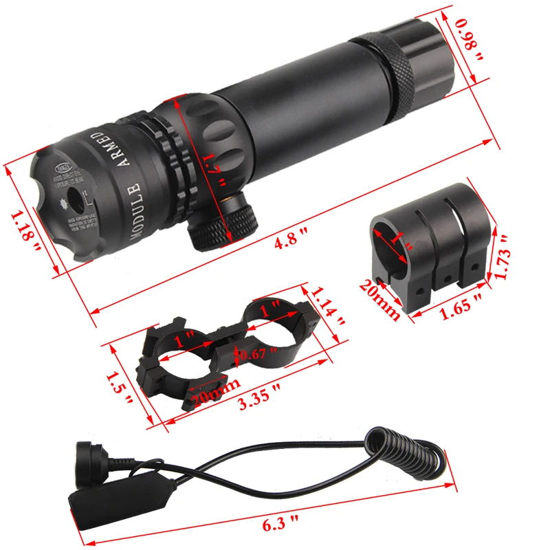 Adjustable Green Laser Sight With Mount & Remote Pressure Switch 3-1G-05