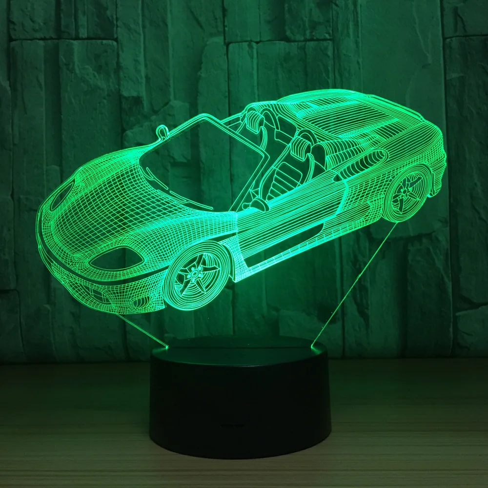 

Sports Car Shape 3D Night Light Novelty 7 Colors Changing LED Desk Table Lamp 3D Illusion Multicolor Lamps For Boys Gift