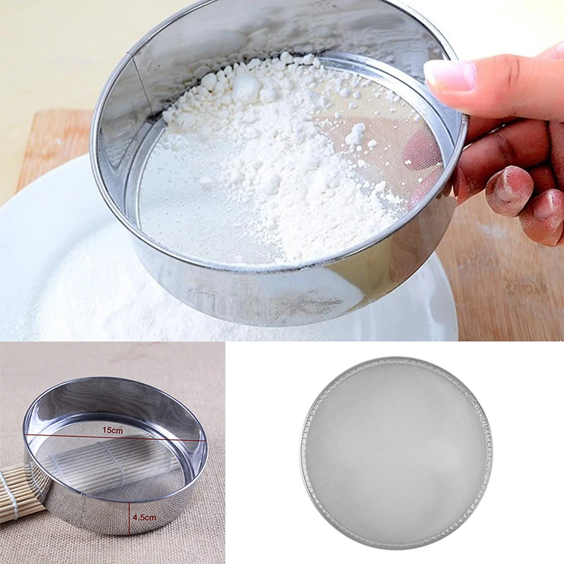 New Stainless Steel Flour Sieve Sugar Powder Sifter Kitchen Cake Baking