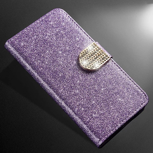 Роскошный блестящий флип-чехол для телефона huawei Y5 Y6 Y7 Prime Pro Y9, чехол-бумажник с магнитной подставкой и отделением для карт - Цвет: purple diamond