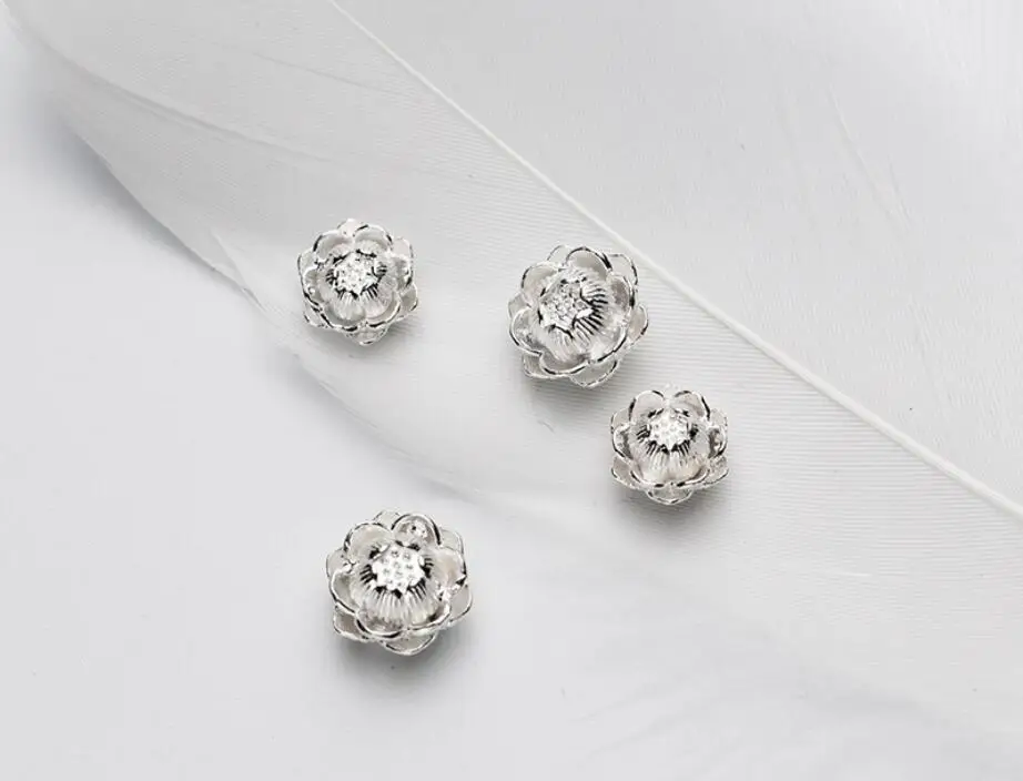1 Piece Sterling SIL Lotus Flower Spacer Charm Bead DIY Jewelry A2001 | Украшения и аксессуары