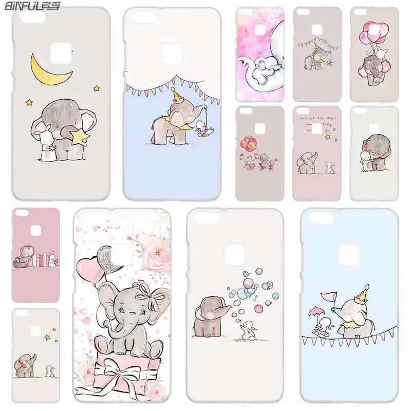 

BINFUL PC Transparent for Huawei P30 p20 lite case P8 P9 P10 Lite Plus Pro P Smart 2019 Mini Nursery Art Elephant