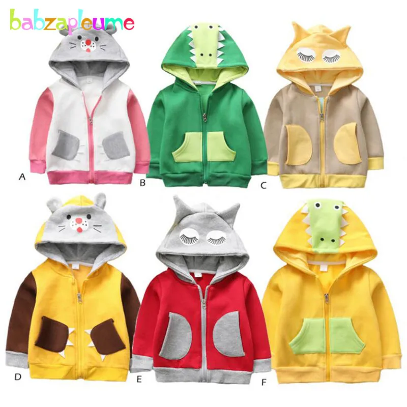 

Spring Baby Boys Jackets For Kids Clothes Casual Cartoon Animals Cute Hooded Fleece Children Coat Little Girls Clothing BC1064-1