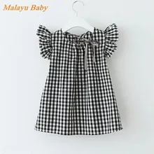 Malayu/Одежда для маленьких девочек Новая летняя Свободная рубашка в клетку без рукавов для девочек повседневная детская одежда для девочек от 3 до 7 лет
