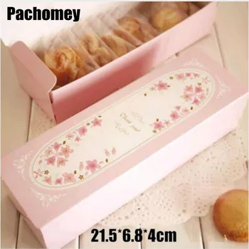 

Wholesale 20pcs/lot Pink Paper Box 21.5*6.8*4cm Paperboard Box Gift Packing Cupcake Mooncake Boxes Storage Party Favors PP725
