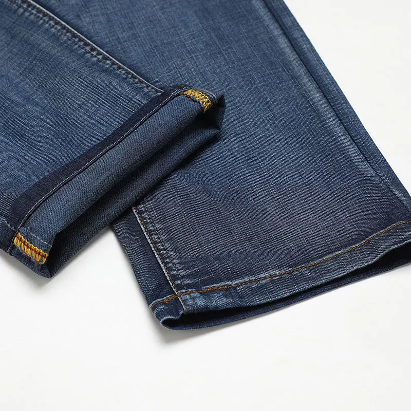 2019 Spring Summer JEEP Brand Cotton Jean Elastic Mens Casual Full Length Mid Waist Straight Jeans Cotton Pants Fashion Trousers (30)