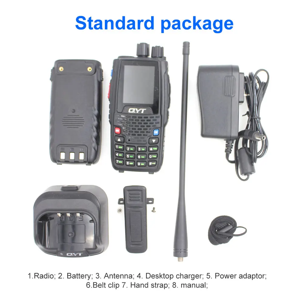 QYT KT-8R Quad Band handheld radio 136-174MHz 220-260MHz 400-480MHz 350-390MHz KT8RTwo way radio with program cable