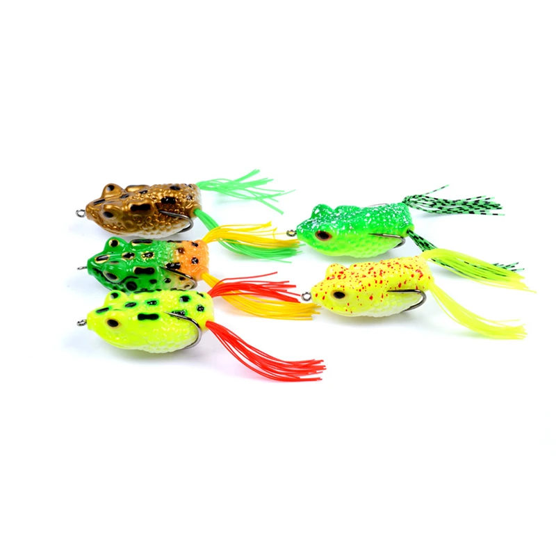2019New 1pcs Soft Frog Fishing Lures Double Hooks 14g 5.7CM Top water Ray Frog Artificial Minnow Crank Soft Bait fishing tackle