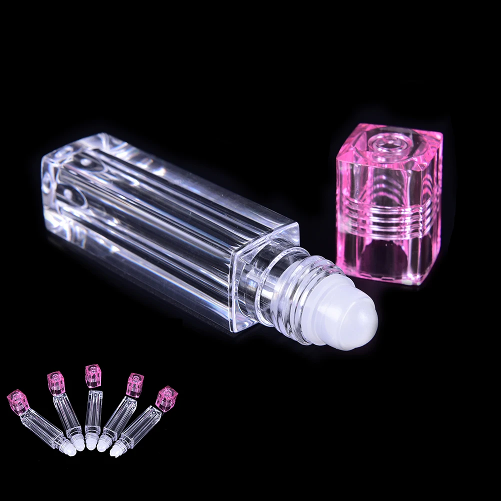 

1Pc 6.5ml Pink Glass Bottle Roll On Empty Fragrance Perfume Essential Oil Bottles With Metal Ball Roller glass+steel ball Cap