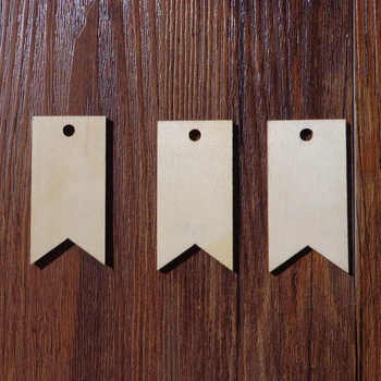 

50pcs Zig Zag Blank Wooden Bookmark Handmade Gift Tags DIY Creative Price Label Wood Hang Tags with Hemp Rope 3.2x6.4cm