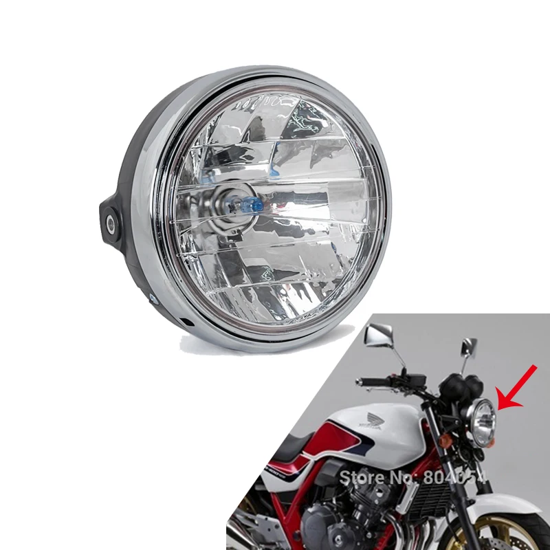 Goedkoop Halogeen Koplamp Ronde Chrome Koplamp Licht Assy Voor Honda CB 400 600 900 919 1000 1100SF 1300 Hornet 600 900 VTR VTEC 250 Etc
