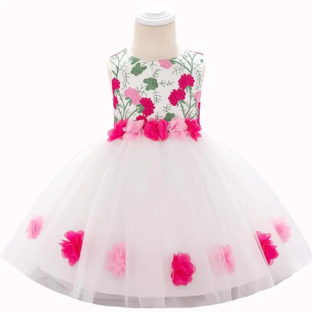 New infant Baby Girl Dress flower Baptism Dresses for Girls one years birthday party wedding baby clothes full moon dress